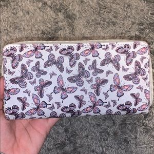 multi colored butterfly zipper wallet